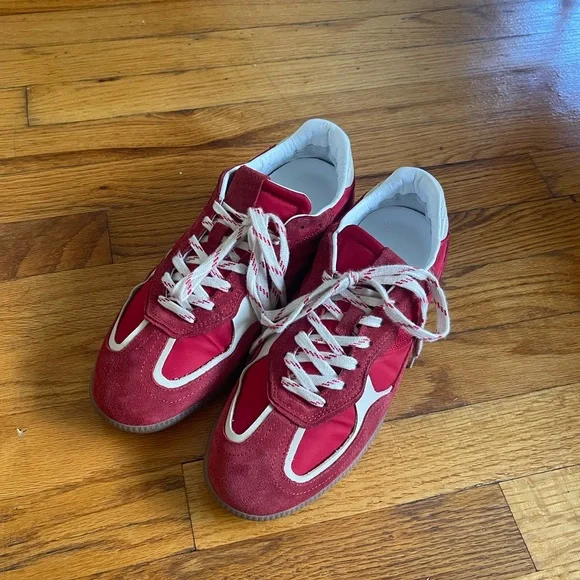 TB.490 RIFE SHEEN RED LEATHER SNEAKERS Size 9 / 40 - Picture 3 of 8